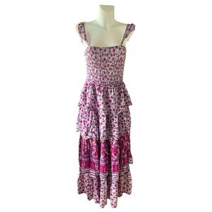 Abel the Label Anthropologie BoHo Smocked Tiered Ruffled Floral Maxi Dress M